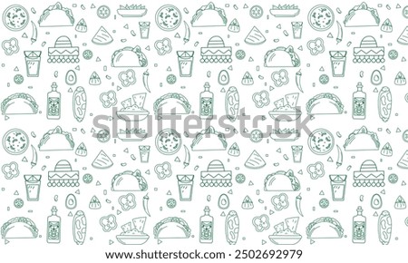 Mexican tradition Food  Seamless pattern. Hand drawn doodle 