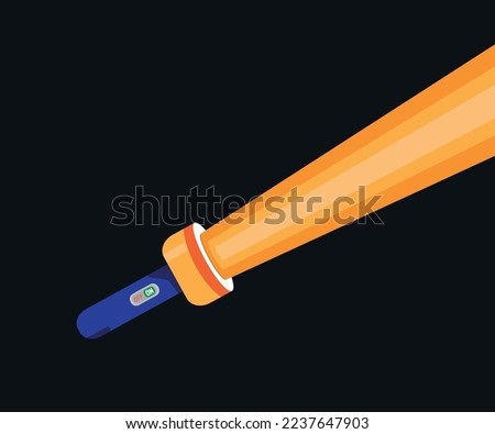 Flashlight Vector in Black Background Blue and orange color and On and off button