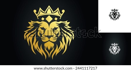 gradient lion logo, golden lion logo, lion king face logo vector