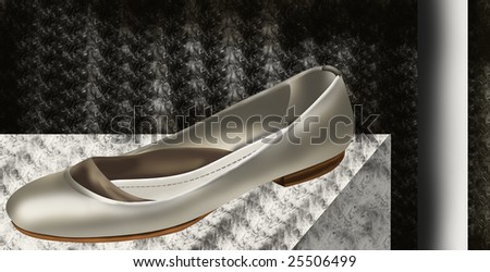 Silver Low Heels Shoe on Cabaret Glittery Black bacground