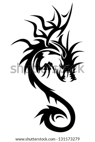 Illustration Dragon Symbol With Wing Isolated On White Background. Cool ...