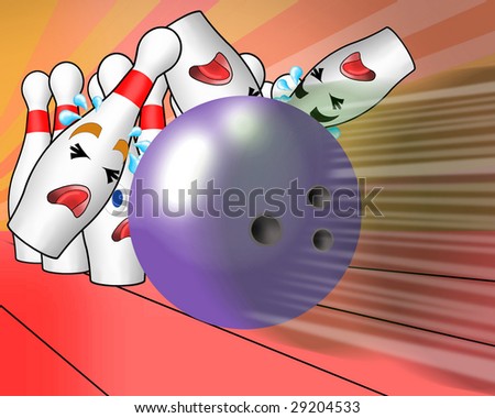 all pin strike down by bowling ball, turkey