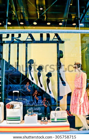NEW YORK, USA - CIRCA 2011: showcase of Prada store on Manhattan in New York City, USA.