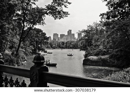 NEW YORK - CIRCA 2011: a canal with boats in Central Park New York