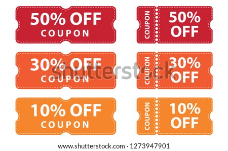 Coupons discount banner 50%, 30% and 10% off offers