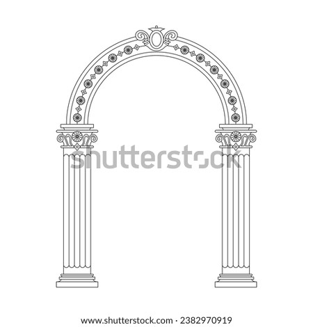 Column arch pillar frame roman greek antique line art