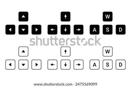 Up, down, right and left arrow icon. ASDW keyboard icon