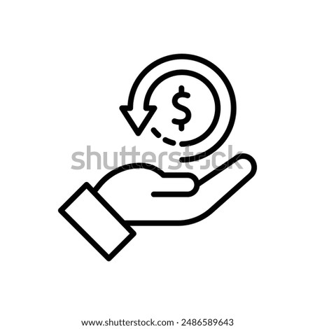 Cashback money back return dollar coin holding hand icon