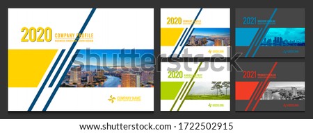 Cover design for annual report business catalog company profile brochure magazine flyer booklet poster banner. A4 landscape template element cover vector EPS-10 sample image with Gradient Mesh.
