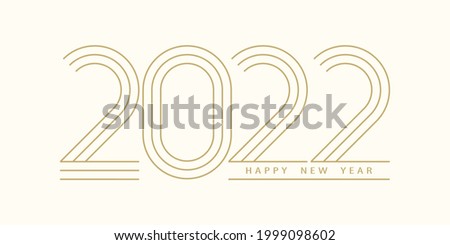 2022 Happy New Year. 2022 modern text vector luxury design gold color.