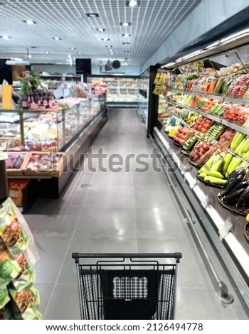 Similar – Image, Stock Photo Empty pasta shelves in the supermarket