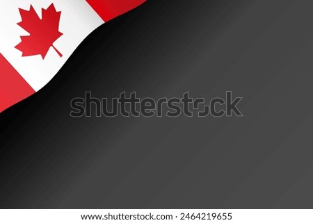 Flag of Canada waving fly background frame corner border for decoration 3d gradient vector illustration.
