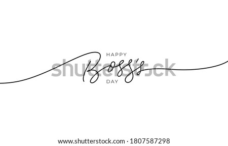 Happy Boss's day vector line calligraphy. Hand drawn modern lettering isolated on white background. Typography quote for Boss's Day. Motivational print for post cards, brochures, poster, t-shirts, mug
