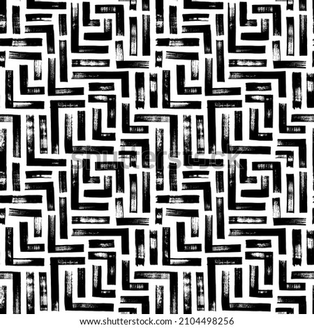 Seamless pattern with stripes and right angle lines. Modern stylish texture. Repeating geometric tiles with striped squares elements. Abstract geometric pattern. Maze and labyrinth seamless ornament.