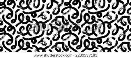 Wavy and swirled brush strokes vector seamless pattern. Loop bold lines and swashes. Hand drawn grunge geometric pattern. Organic ornament with chaotic curved brush strokes. Abstract wallpaper.