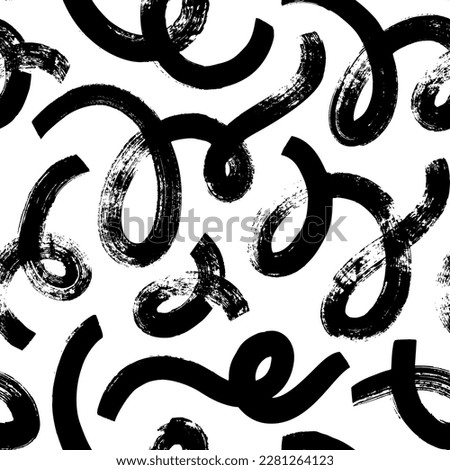 Loop bold lines seamless pattern. Hand drawn vector geometric texture with organic brush strokes. Modern stylish abstract texture with swashes, twirls and curly lines. Abstract grunge background.