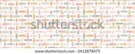 Pastel colored hand drawn brick or textile seamless banner design. Hand drawn various bold brush strokes. Seamless pattern with weave motif. Cotton or linen abstract motif. Weave fabric texture.