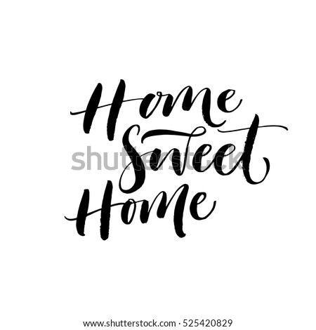 Home Sweet Home Postcard. Ink Illustration. Modern Brush ...