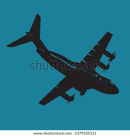 Military cargo plane overhead silhouette