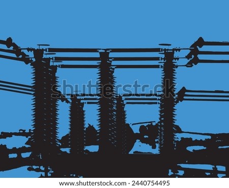Electricity sub station abstract silhouette