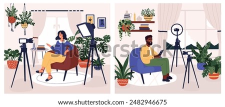 Similar – Image, Stock Photo Home podcasting