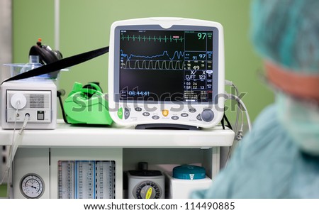 Cardiogram monitor during surgery in operation room