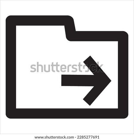 Vector, Image of Folder arrow Icon, Black and white color, with transparent background