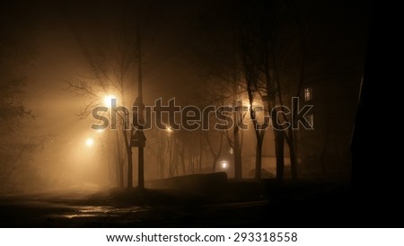 Night fog on the streets