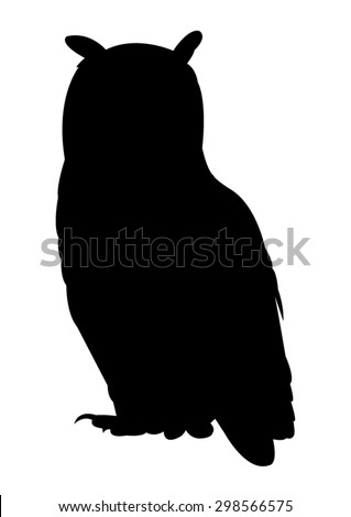 Owl Silhouette on White Background