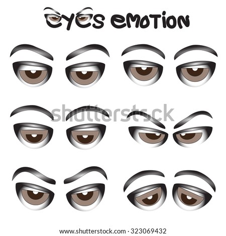 Set of eyes emotion with feeling of Eyes glassy expression, sad, angry, lazy, lethargic and to wonder