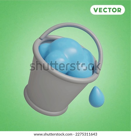 bucket 3D vector icon set, on a green background