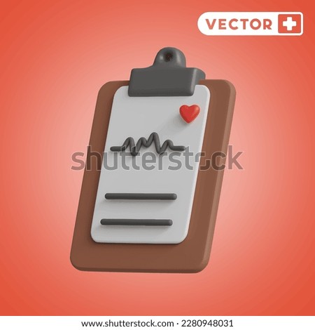 clipboard 3D vector icon set, on a red background
