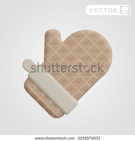 oven gloves 3D vector icon set, on a grey background