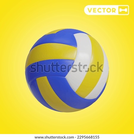 volleyball 3D vector icon set, on a yellow background