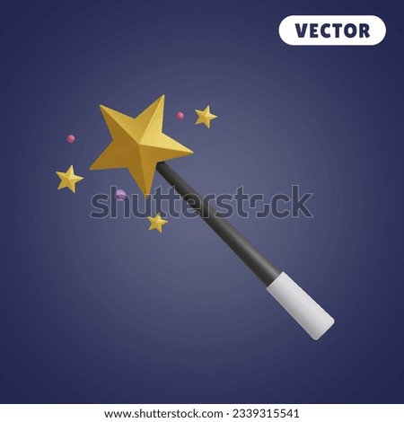 magic stick 3D vector icon set, on a navy blue background