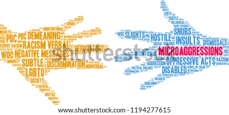 Microaggressions word cloud on a white background. 