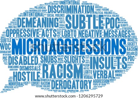 Microaggressions word cloud on a white background. 