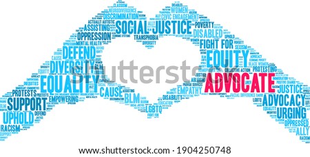 Advocate word cloud on a white background. 