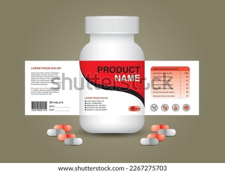 supplement bottle Packaging, Cosmetic package. product design. Beauty label, 3d supplement bottle vector, 3d white plastic Pills box, White medical container. healthcare bottle, realistic mock-up. 