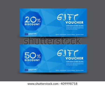 stock vector blue discount voucher template coupon design ticket banner cards polygon background 409998718