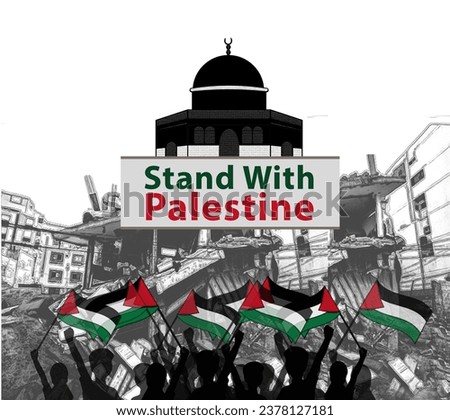 Free Palestine with flag Vector, illustration, background, poster for, flyer, banner, t-shirt,