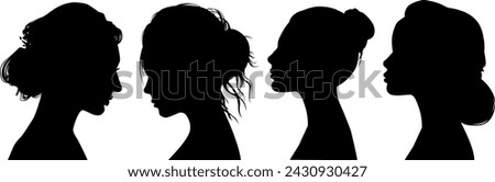 Silhouette profile of a woman. Universal sign on isolated background.