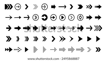 Set black arrows for web design.  Arrows vector icon. Arrow icon. Set of big black vector arrows. Cursor, Click.  Arrow icon  pack