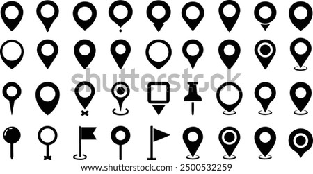 Location map pin icons set. Modern map marker collection. Pinpoint. Location pin icon. Map pin place marker. Map marker pointer icon. GPS location symbol. Flat style vector. destination