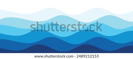 Sea waves layered vector background illustration and sea beach vector illustration.
