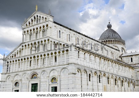 The Pisa Cathedral in the Square of Miracles or Cathedral Square in Pisa Italy