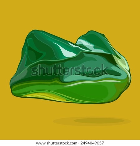 Natural untreated malachite gem. 
Vector illustration of green malachite ornamental stone with rich color and shine. Malachite, with its exquisite green hues and mesmerizing patterns