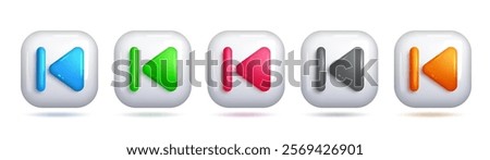 Colorful 3D Back Symbol for Navigation and Media