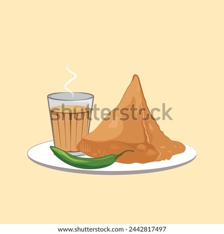 Chai Samosa premium vector illustration