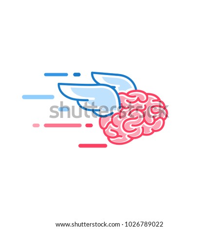 The brain with wings flies vector illustration. Brains of the dreamer